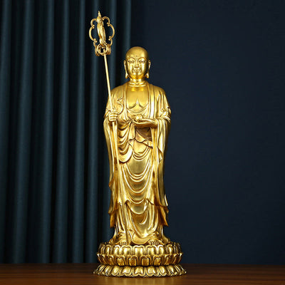 Ksitigarbha Bodhisattva Copper Buddha Statue 27cm Compassion