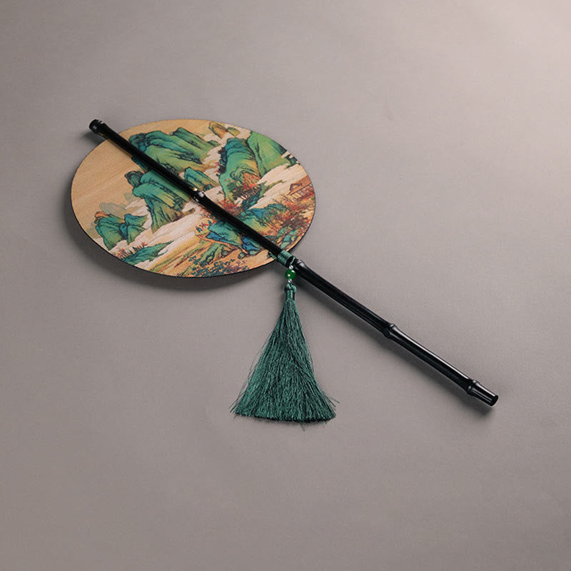 Handmade Bamboo Zen Fan 23cm Curlable with Artful Design
