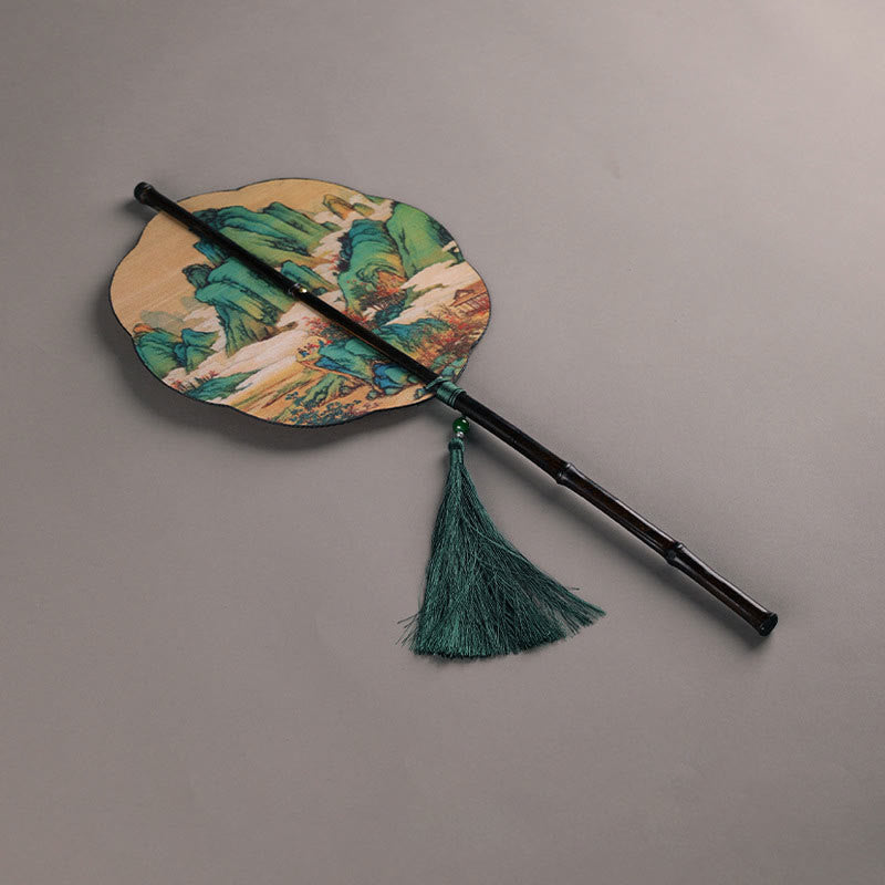 Handmade Bamboo Zen Fan 23cm Curlable with Artful Design
