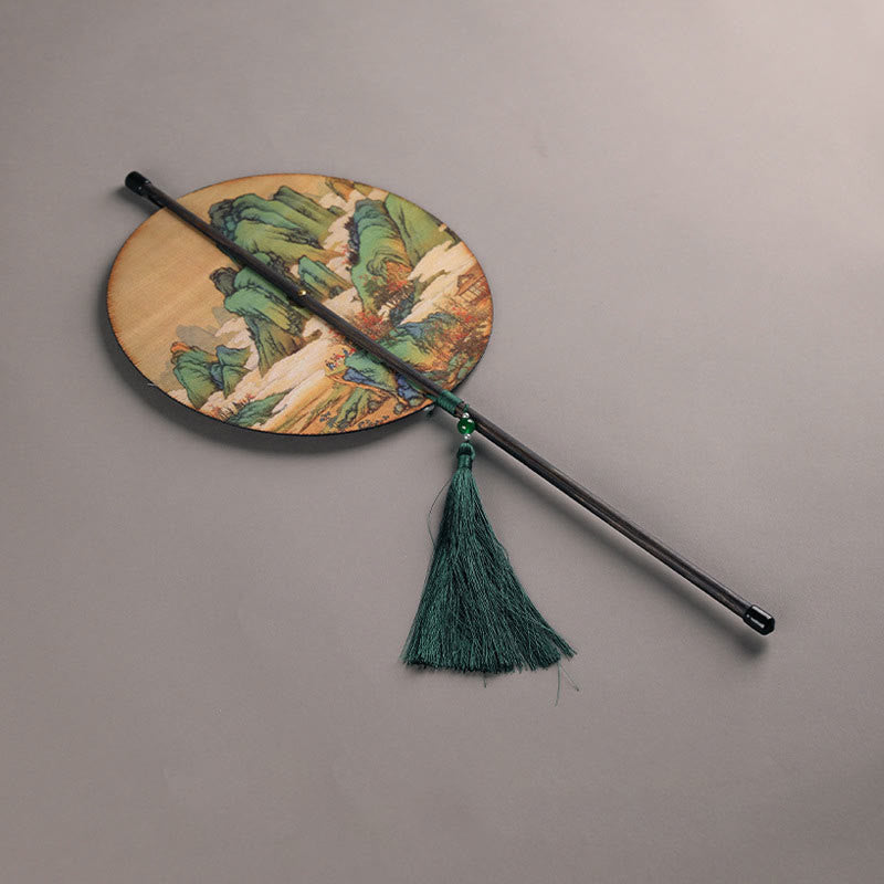 Handmade Bamboo Zen Fan 23cm Curlable with Artful Design