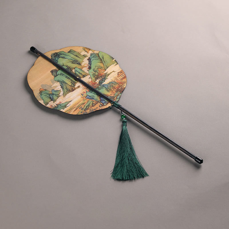 Handmade Bamboo Zen Fan 23cm Curlable with Artful Design