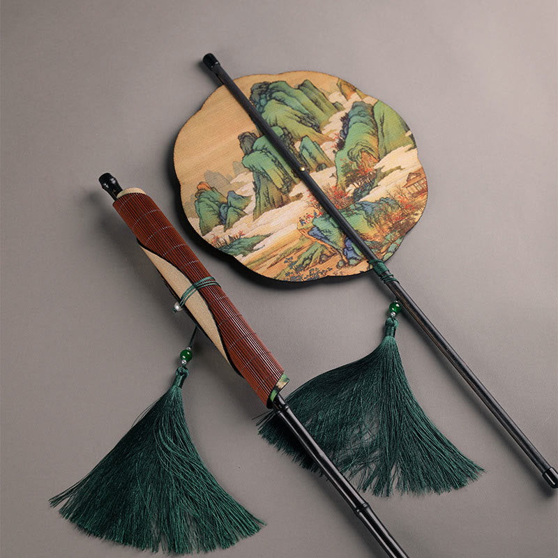 Handmade Bamboo Zen Fan 23cm Curlable with Artful Design