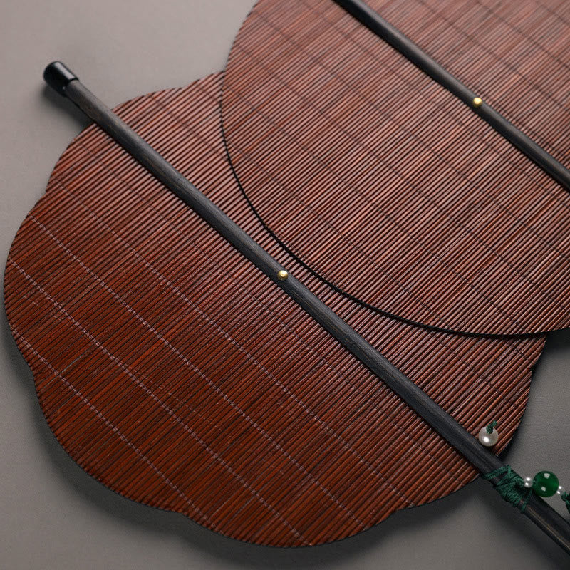 Handmade Bamboo Zen Fan 23cm Curlable with Artful Design