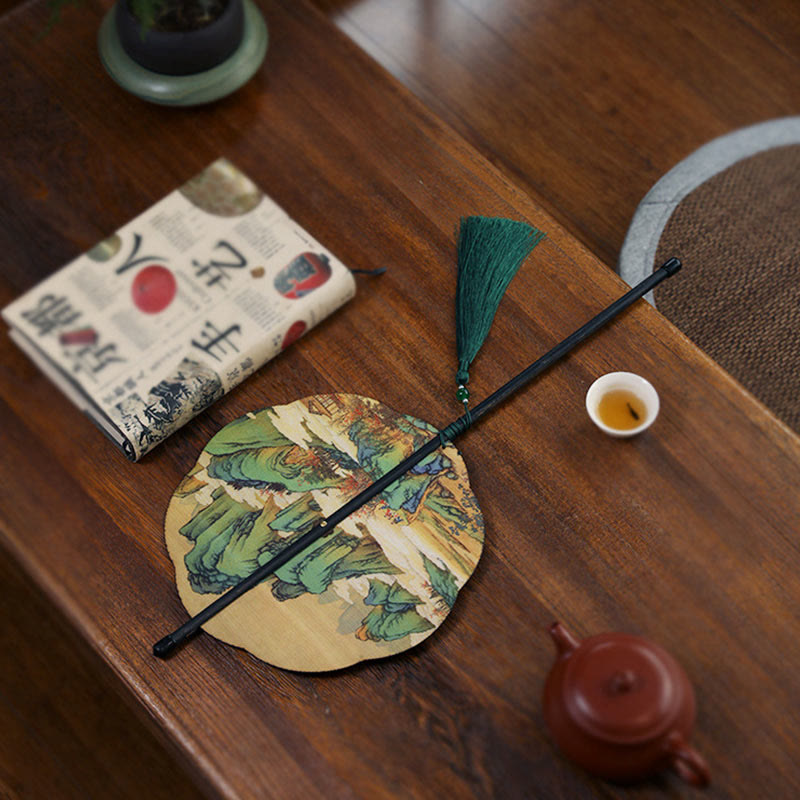 Handmade Bamboo Zen Fan 23cm Curlable with Artful Design