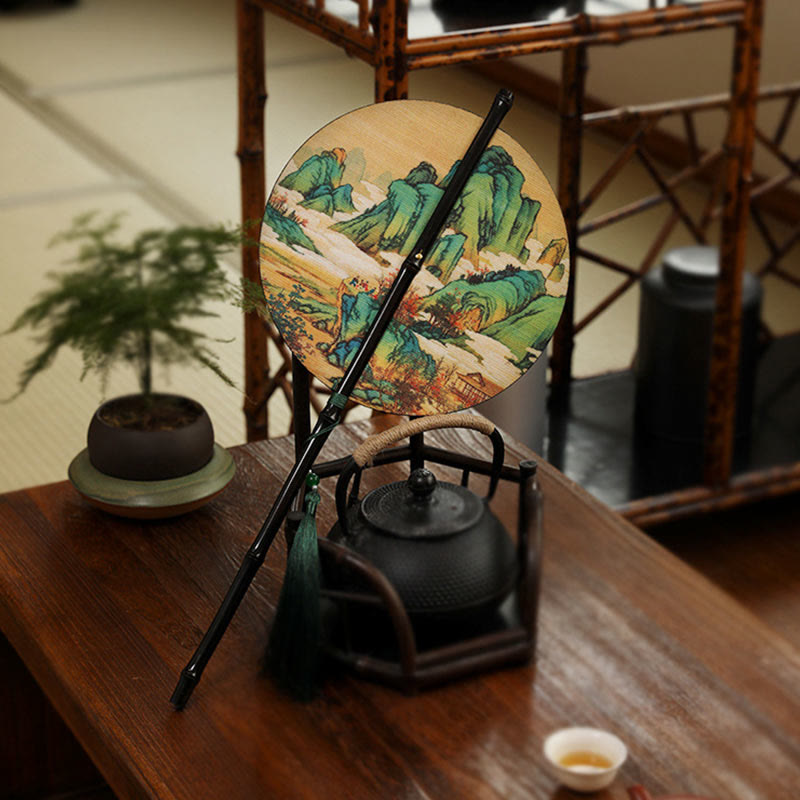 Handmade Bamboo Zen Fan 23cm Curlable with Artful Design