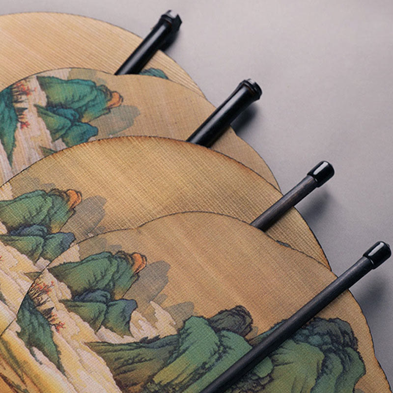 Handmade Bamboo Zen Fan 23cm Curlable with Artful Design