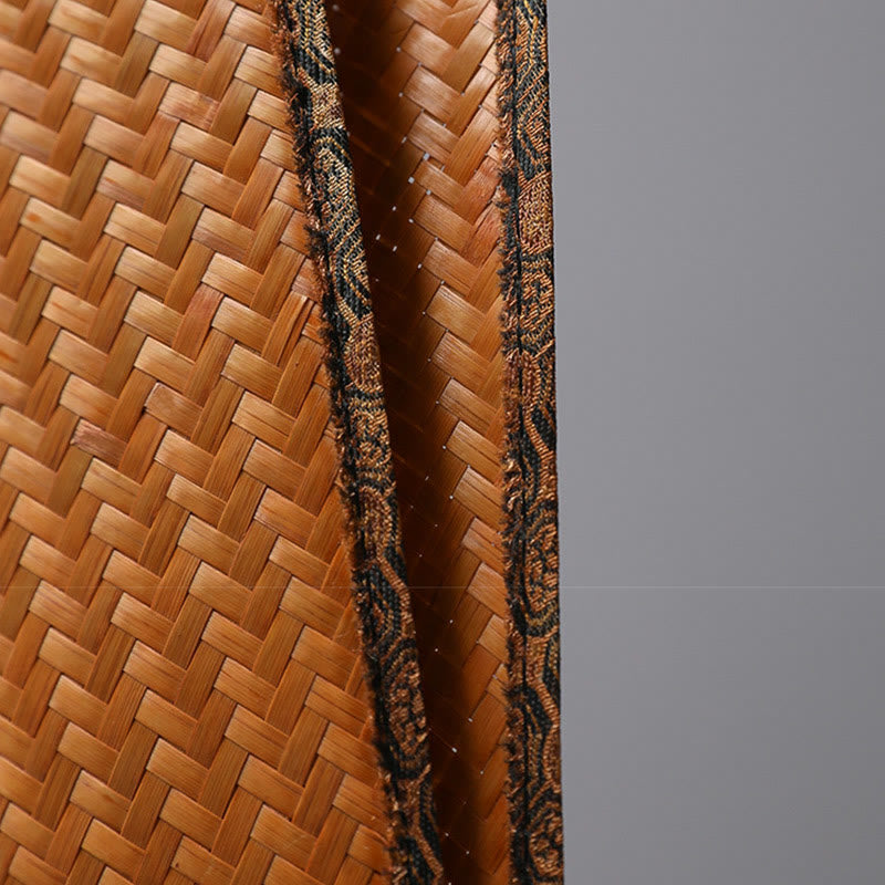 Handmade Bamboo Chinese Folding Fan with Long Handle