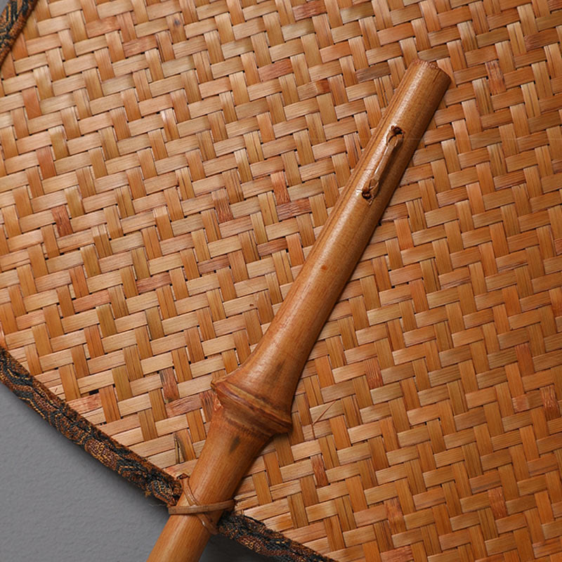 Handmade Bamboo Chinese Folding Fan with Long Handle