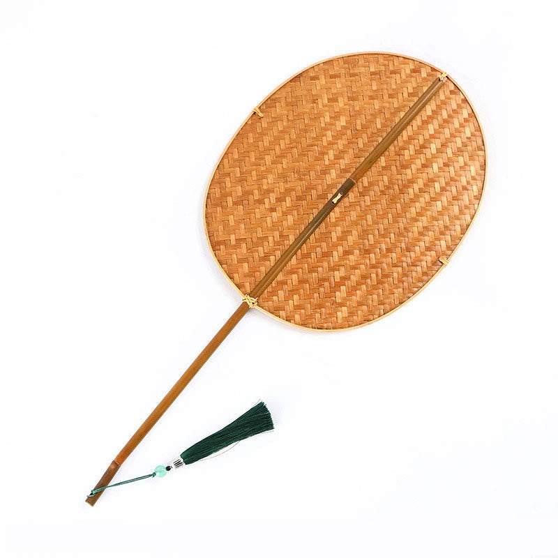 Bamboo Chinese Folding Fan | Oval & Round Shapes 25cm Handle
