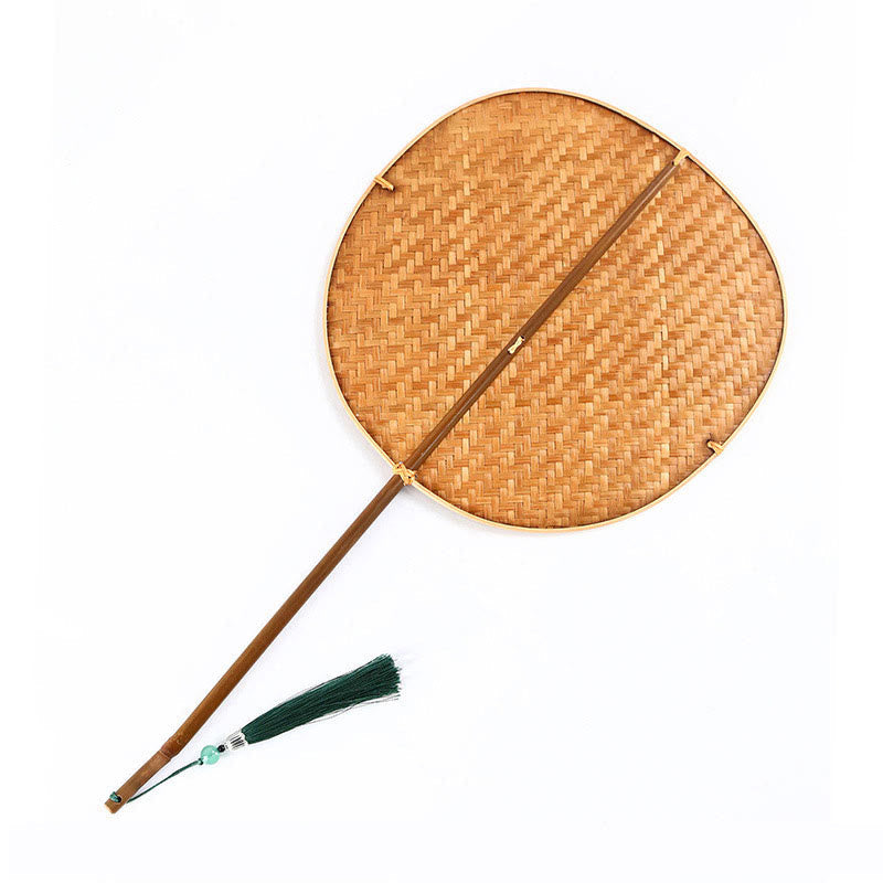 Bamboo Chinese Folding Fan | Oval & Round Shapes 25cm Handle