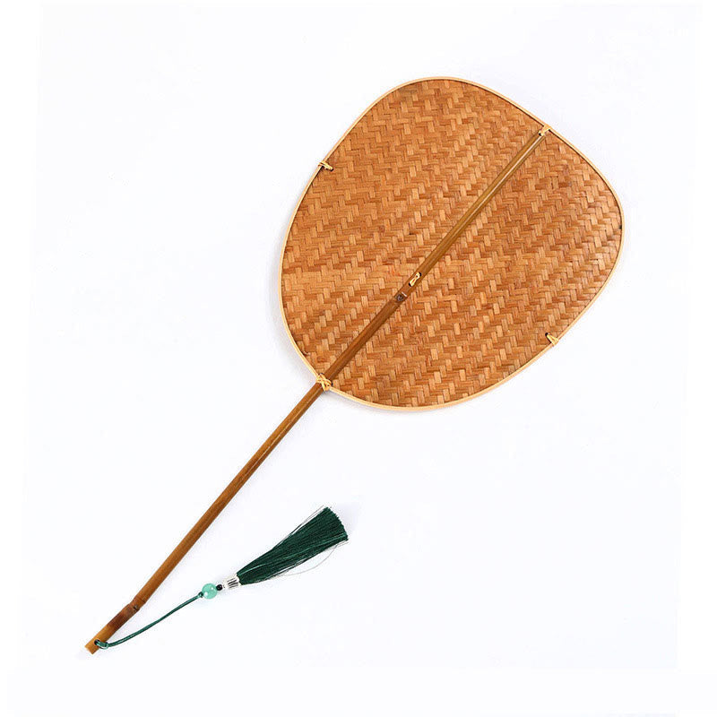Bamboo Chinese Folding Fan | Oval & Round Shapes 25cm Handle