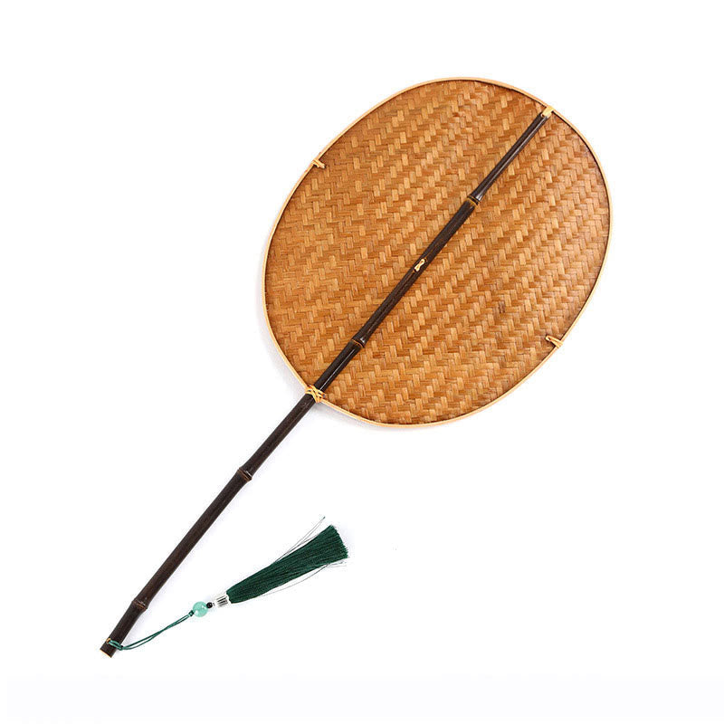 Bamboo Chinese Folding Fan | Oval & Round Shapes 25cm Handle