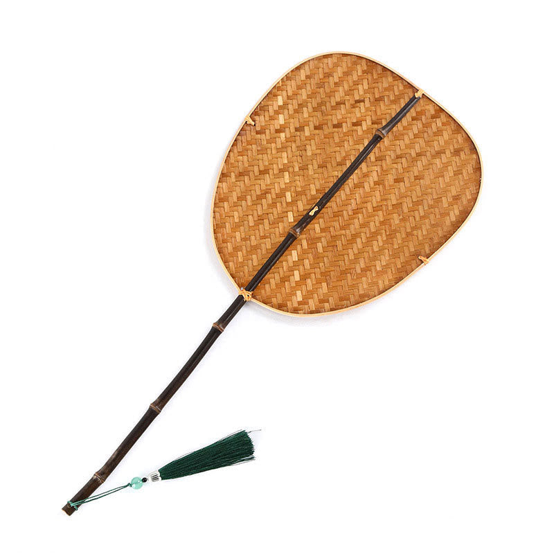 Bamboo Chinese Folding Fan | Oval & Round Shapes 25cm Handle