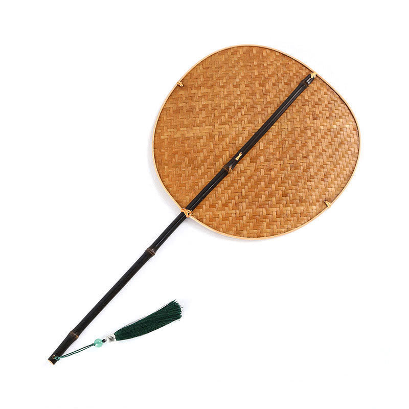 Bamboo Chinese Folding Fan | Oval & Round Shapes 25cm Handle