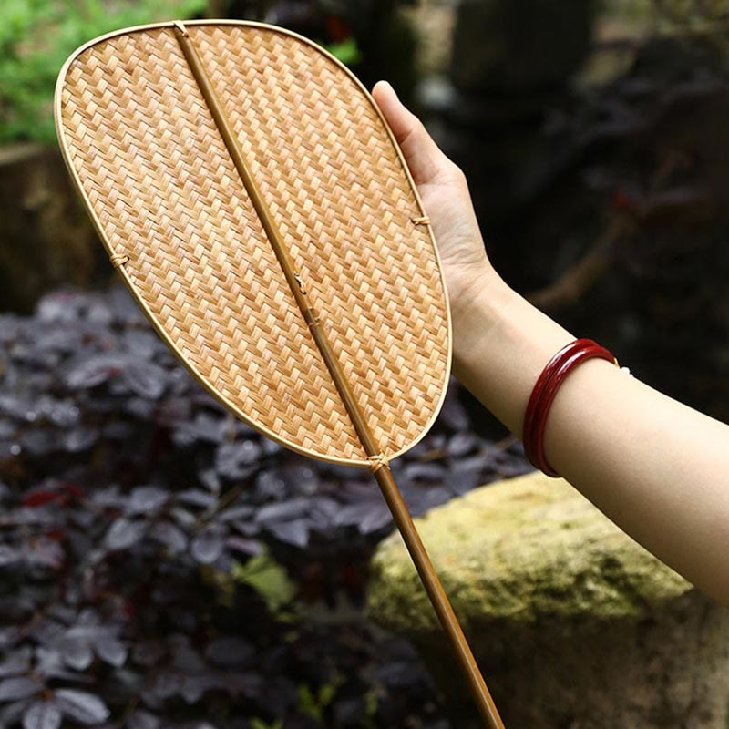 Bamboo Chinese Folding Fan | Oval & Round Shapes 25cm Handle