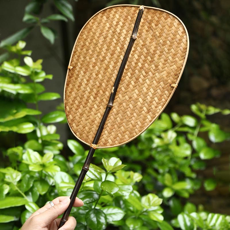 Bamboo Chinese Folding Fan | Oval & Round Shapes 25cm Handle