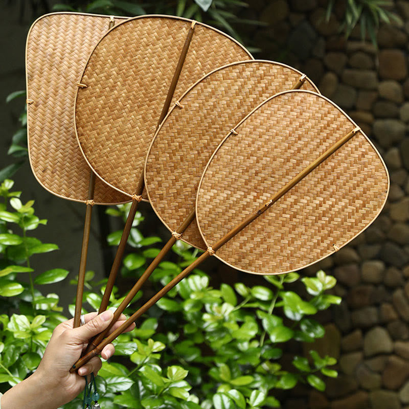 Bamboo Chinese Folding Fan | Oval & Round Shapes 25cm Handle