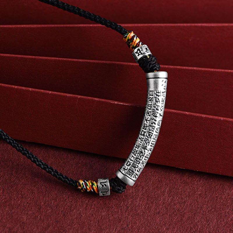 999 Sterling Silver Heart Sutra Necklace Pendant for Spiritual Wisdom