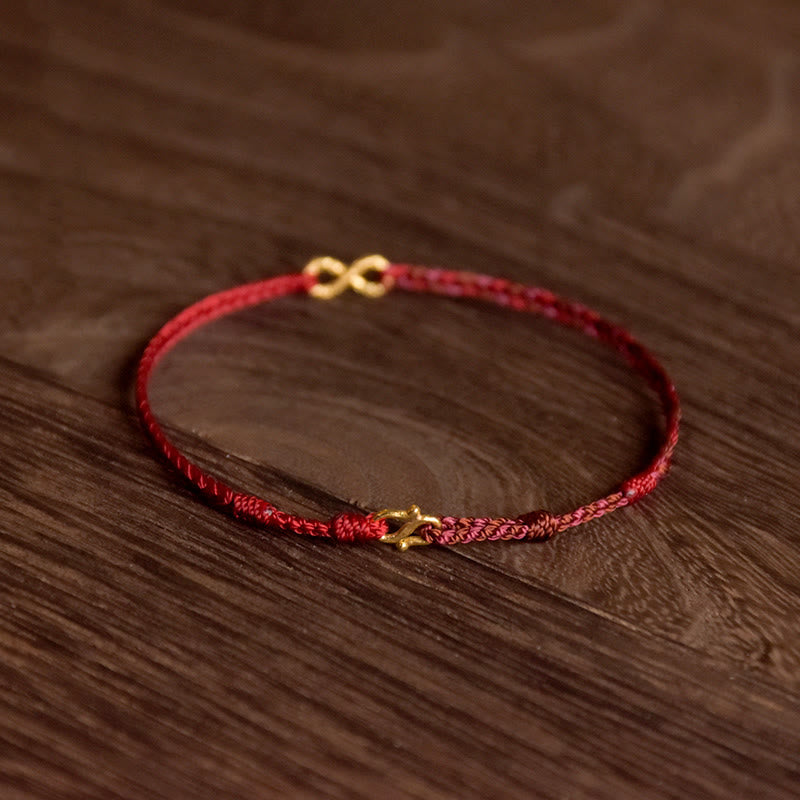 999 Gold Red String Infinity Knot Bracelet for Protection