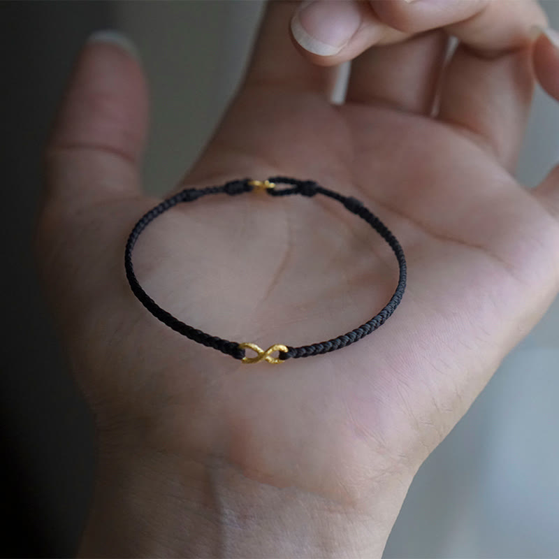 999 Gold Red String Infinity Knot Bracelet for Protection