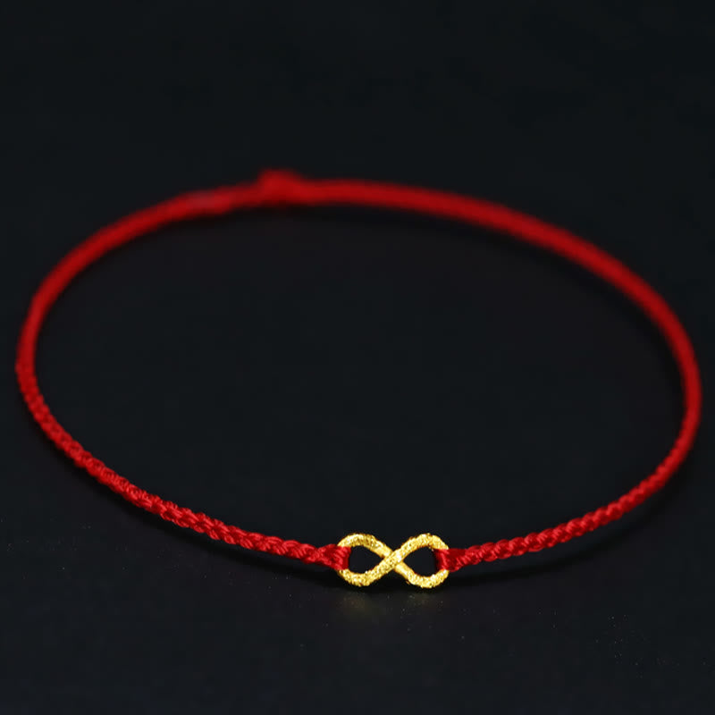 999 Gold Mobius Infinite Love Red String Protection Bracelet