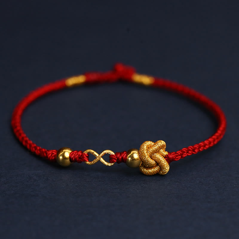 999 Gold Mobius Infinite Love Red String Protection Bracelet