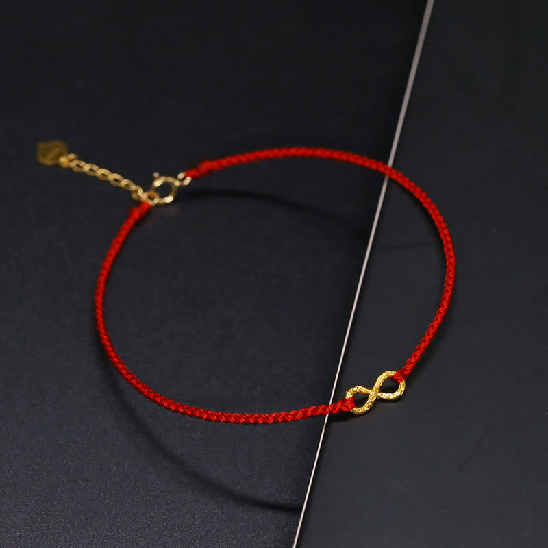999 Gold Mobius Infinite Love Red String Protection Bracelet
