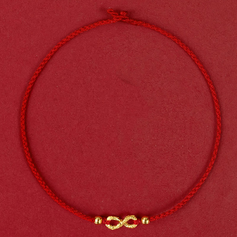 999 Gold Mobius Infinite Love Red String Protection Bracelet