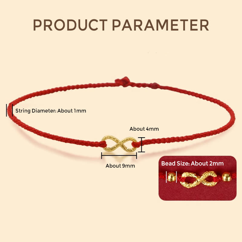 999 Gold Mobius Infinite Love Red String Protection Bracelet