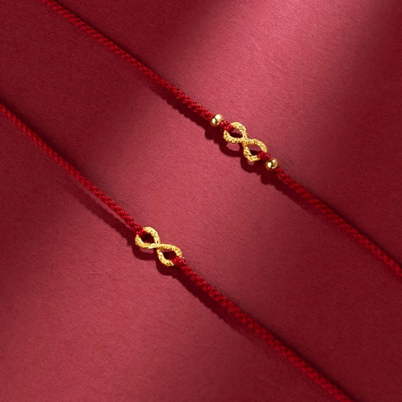 999 Gold Mobius Infinite Love Red String Protection Bracelet