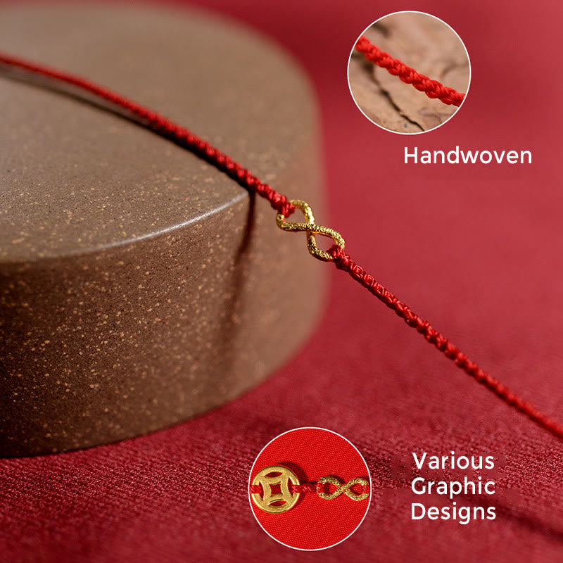 999 Gold Mobius Infinite Love Red String Protection Bracelet