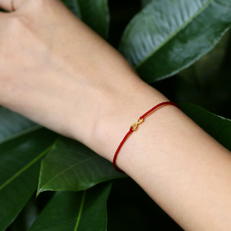 999 Gold Mobius Infinite Love Red String Protection Bracelet