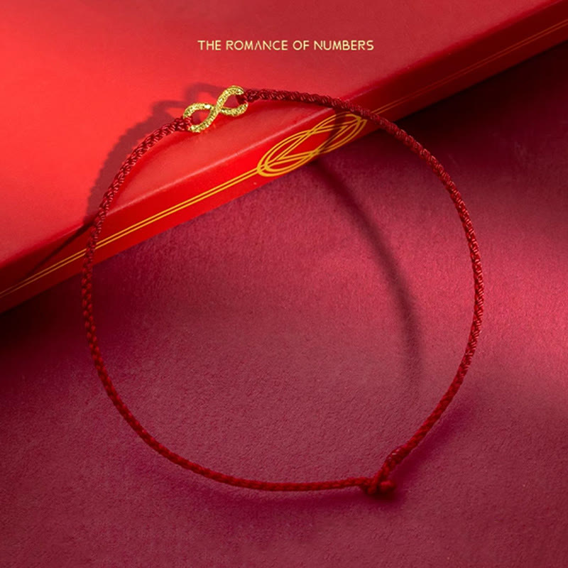 999 Gold Mobius Infinite Love Red String Protection Bracelet