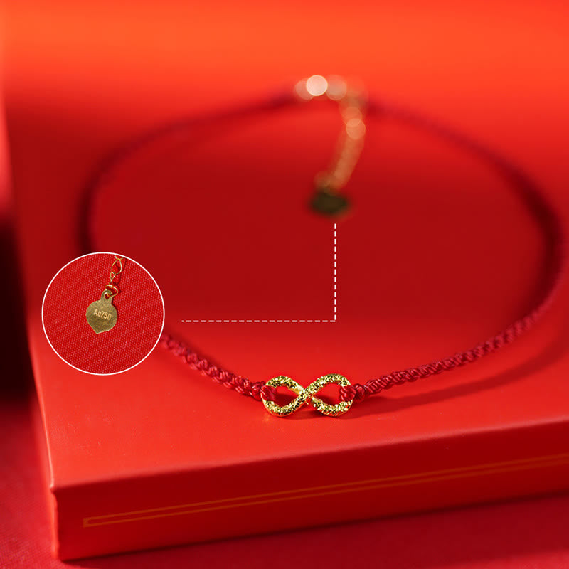999 Gold Mobius Infinite Love Red String Protection Bracelet