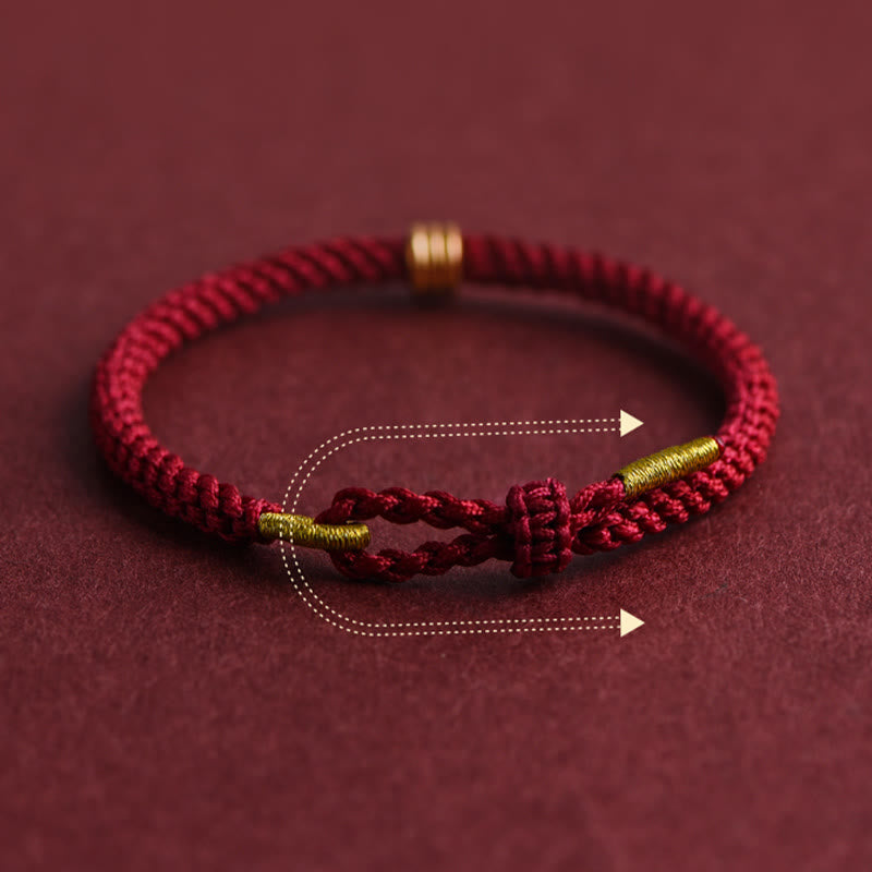 999 Gold Triple Ring Red String Bracelet for Connection
