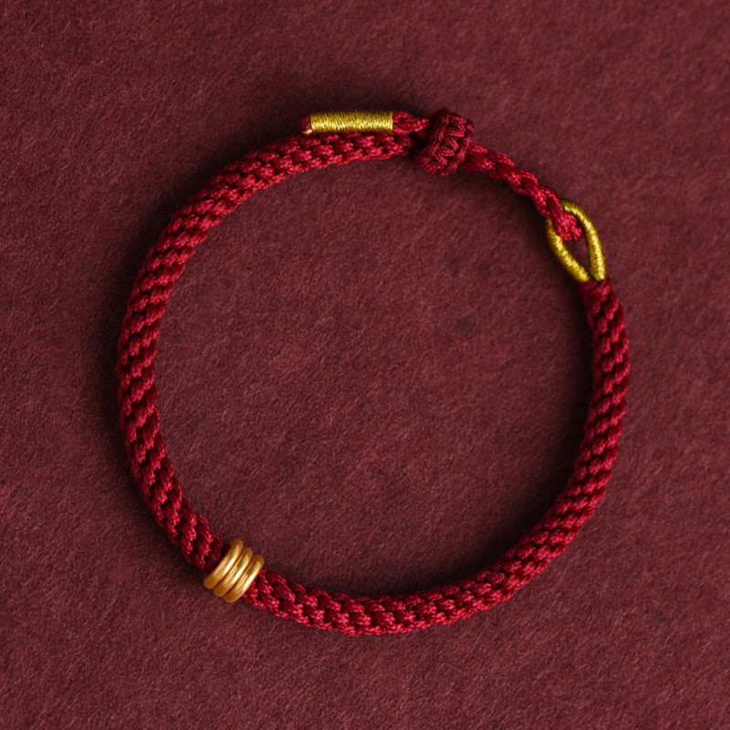 999 Gold Triple Ring Red String Bracelet for Connection