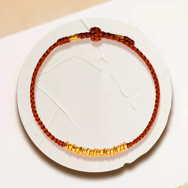 Handmade 999 Gold Protection Red String Braided Bracelet Unisex