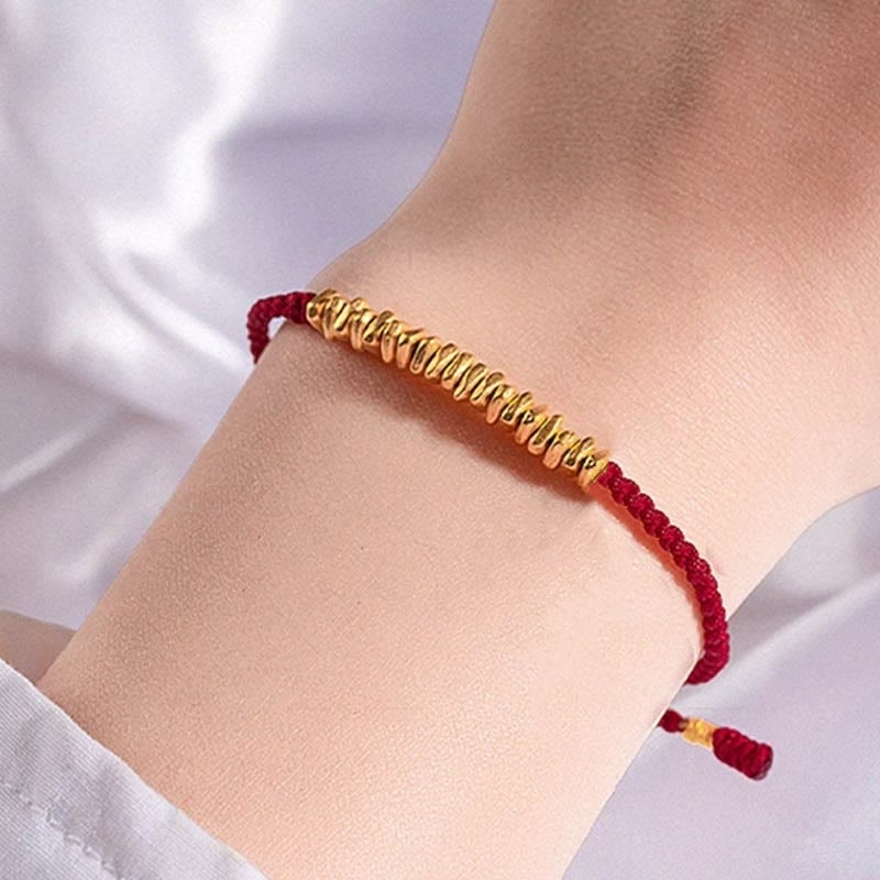 Handmade 999 Gold Protection Red String Braided Bracelet Unisex