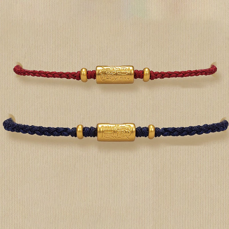 Handmade 999 Gold Red String Bracelet for Strength