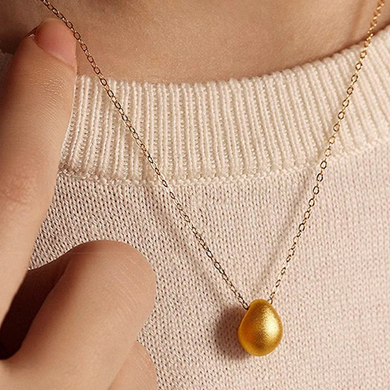 999 Gold Egg Water Drop Blessing Necklace Pendant