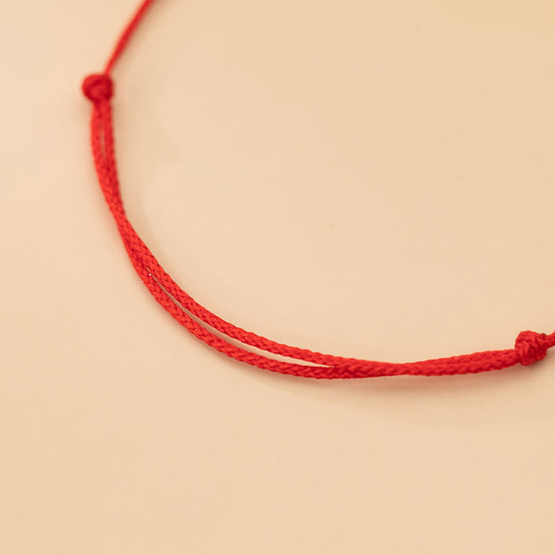 Sterling Silver Red String Bracelet Ultra-Thin Rope Protection