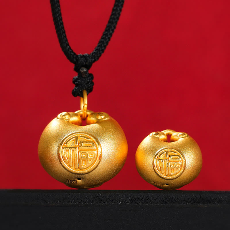 999 Gold Fu Character Spiritual Pendant Necklace