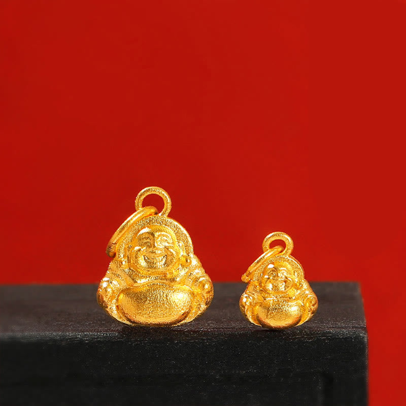 Mini Laughing Buddha 999 Gold Pendant Necklace for Luck & Wealth