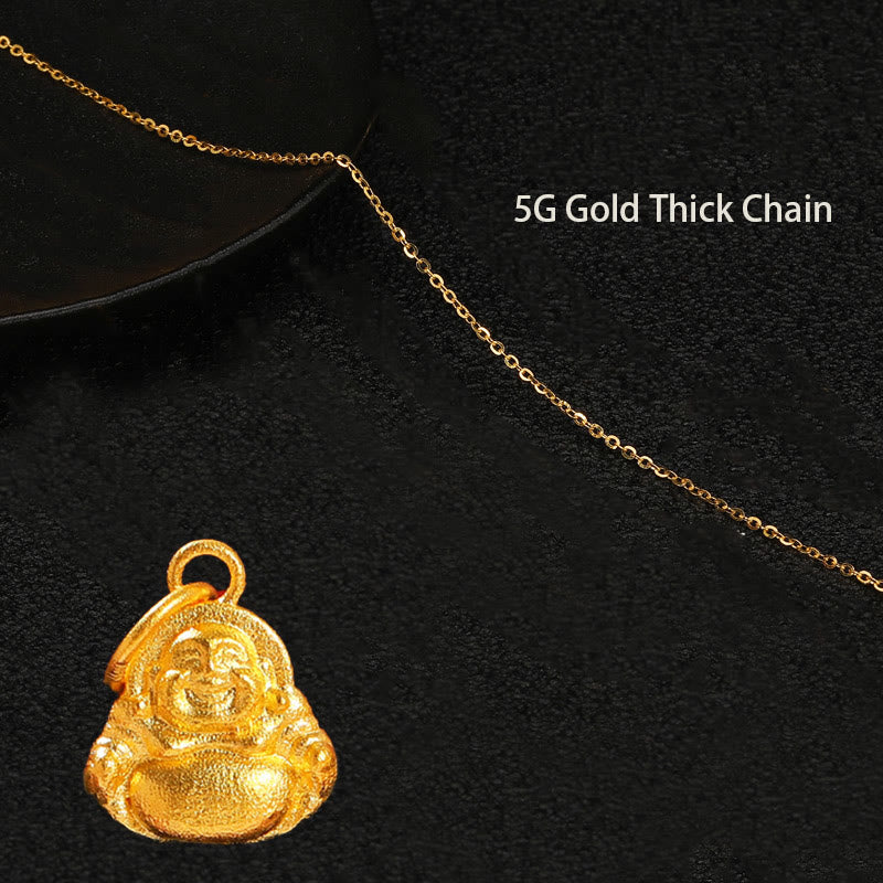 Mini Laughing Buddha 999 Gold Pendant Necklace for Luck & Wealth