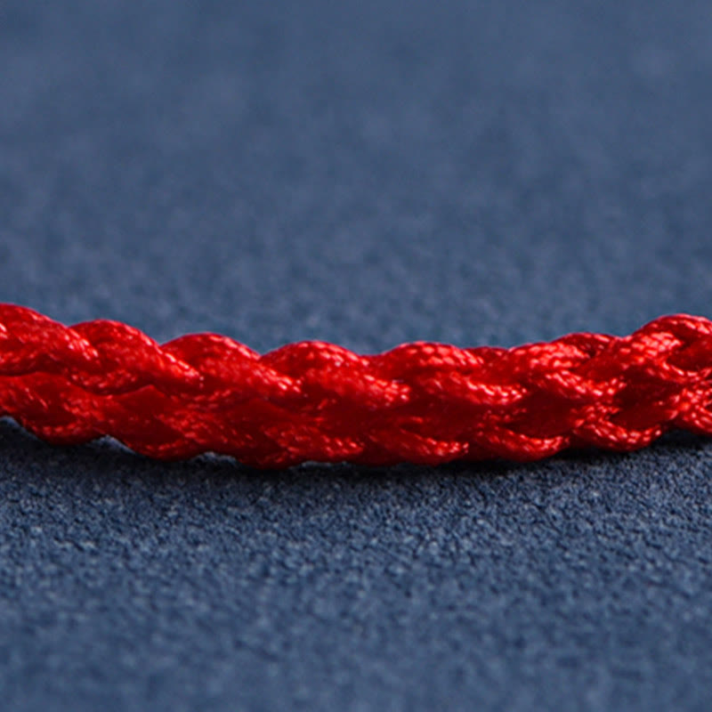 999 Sterling Silver Fu Character Ruyi Handle Red String Bracelet