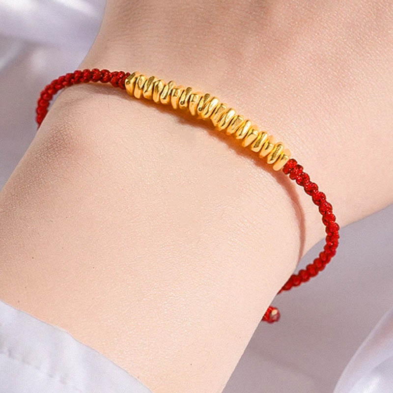 Handmade 999 Gold Protection Red String Braided Bracelet Unisex