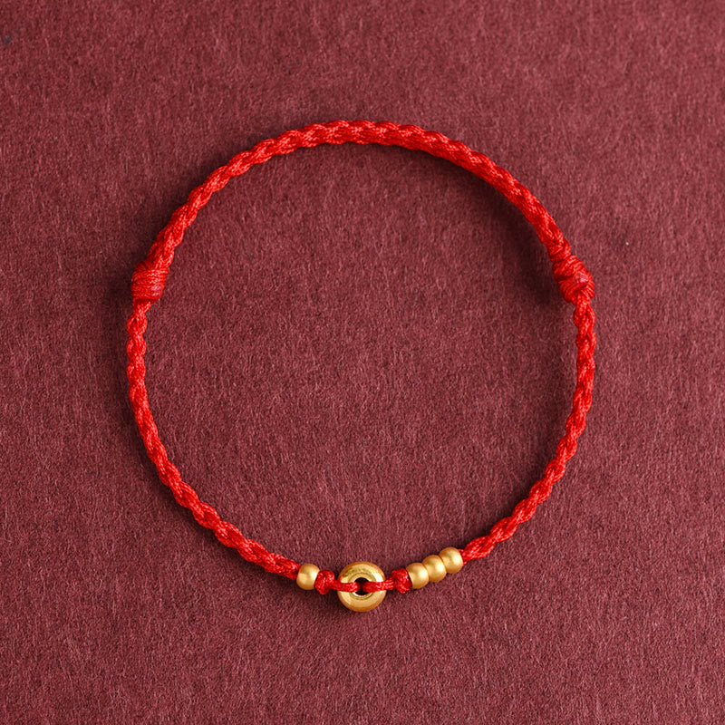Unisex 999 Gold Red String Peace Buckle Bracelet