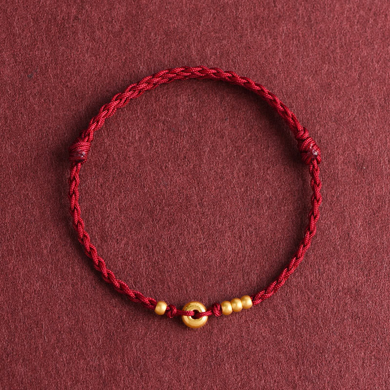 Unisex 999 Gold Red String Peace Buckle Bracelet