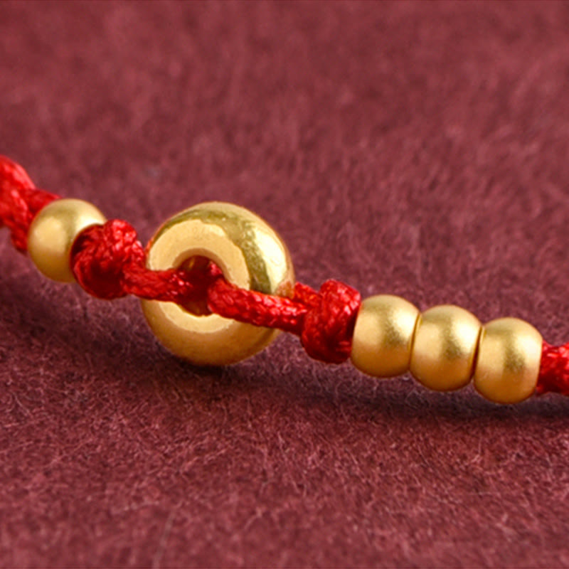 Unisex 999 Gold Red String Peace Buckle Bracelet