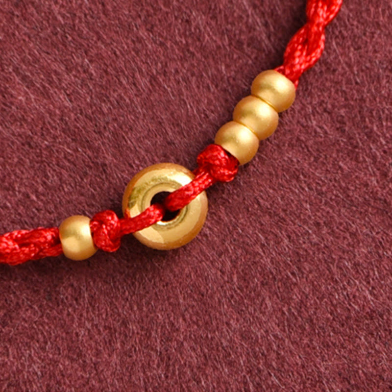Unisex 999 Gold Red String Peace Buckle Bracelet